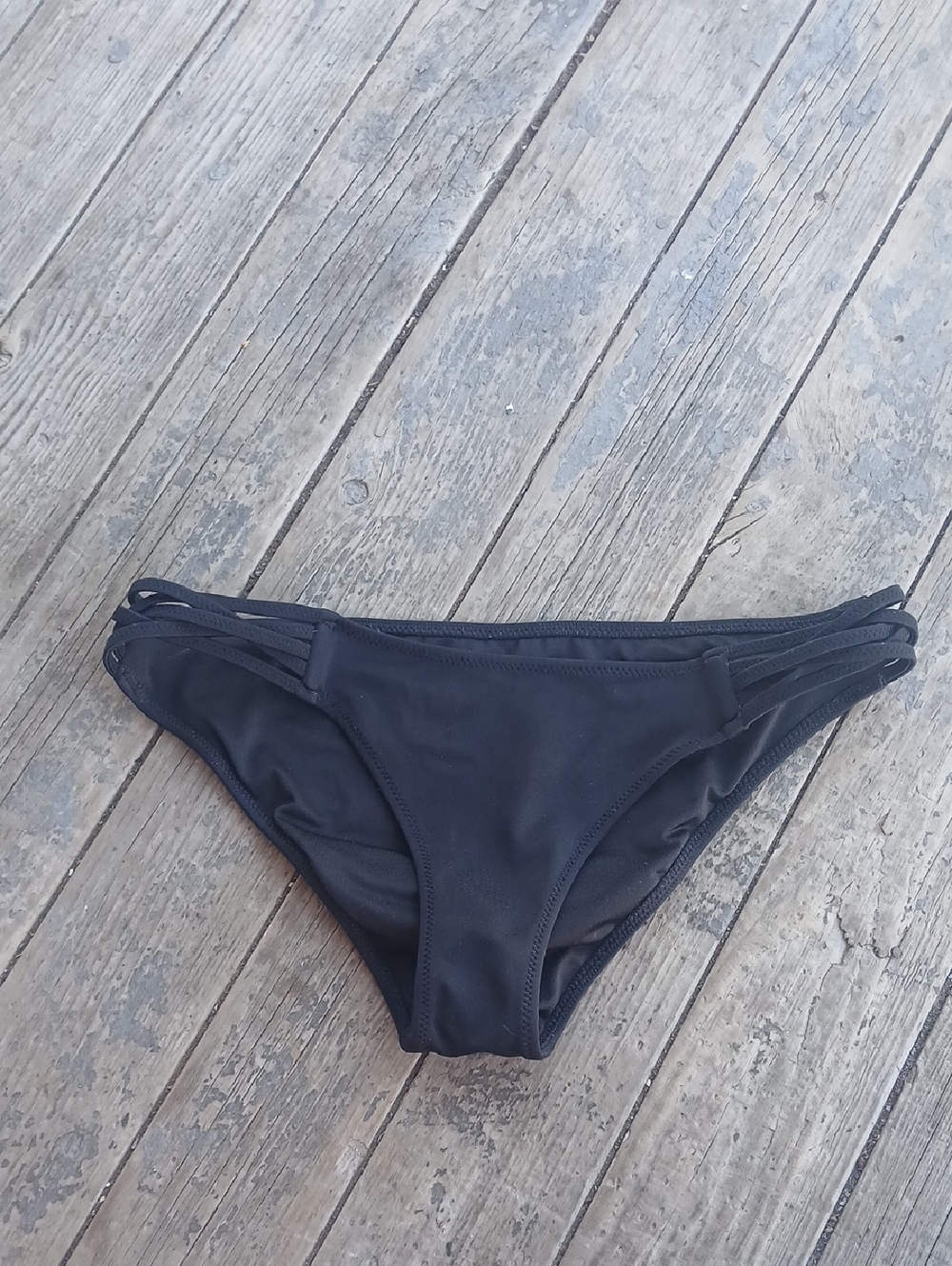 Shade & Shore Black Strappy Bikini Bottom